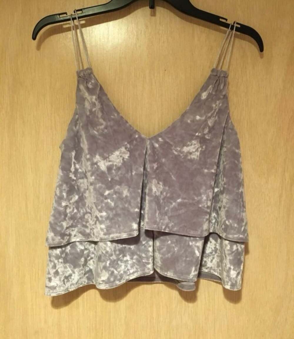 Express One Eleven Crushed Velvet Cami Tank Top Size XS Grey Layered
